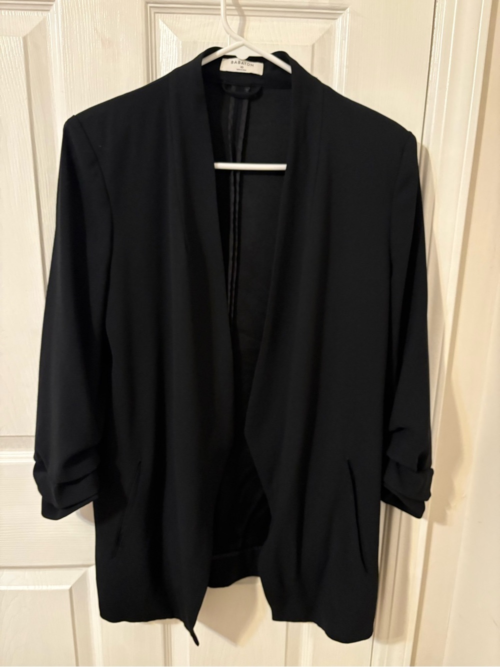 Babaton Black Relaxed Open-Front Blazer Jacket